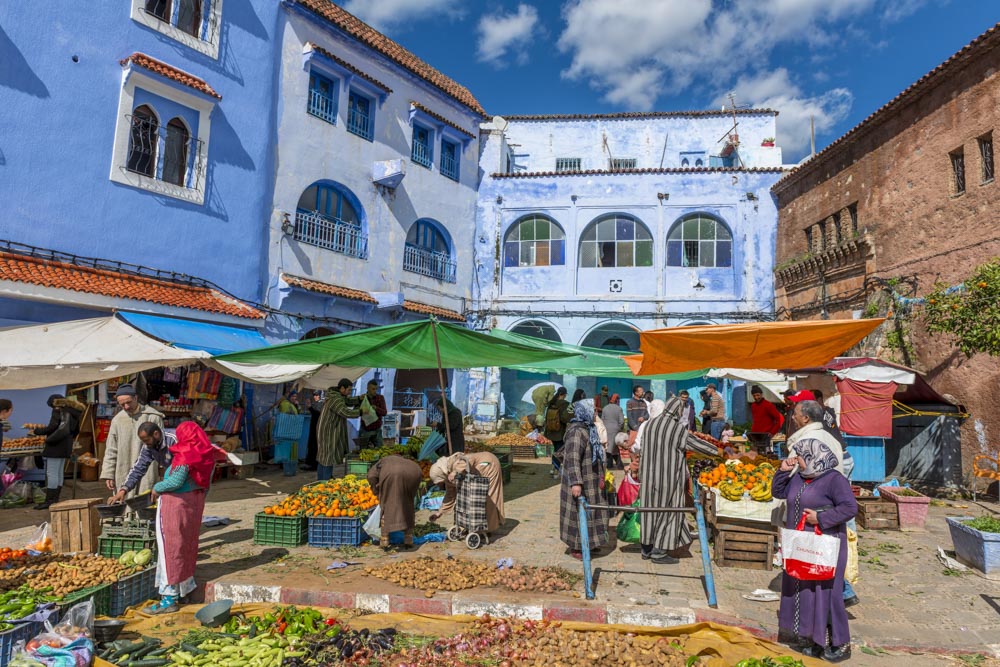market place bab souk chefchaouen morocco