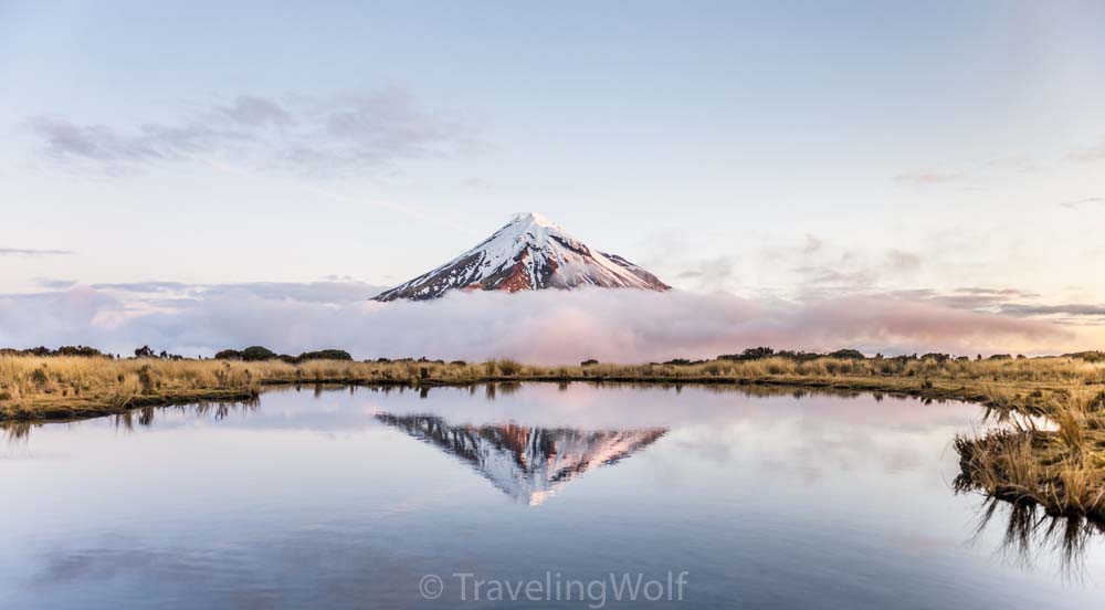 mount taranaki at pouakai tarns